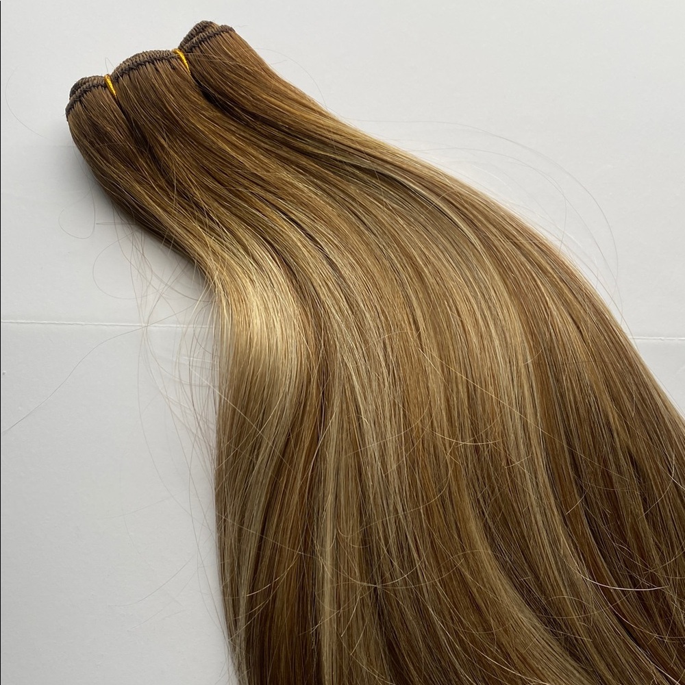 Sunny 20 Inch Sew In Double Weft Human Hair Balayage #3/8/22 Brown Blonde 100g